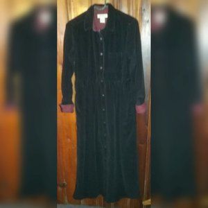 Vintage 90's Eddie Bauer Black Corduroy Maxi Dress